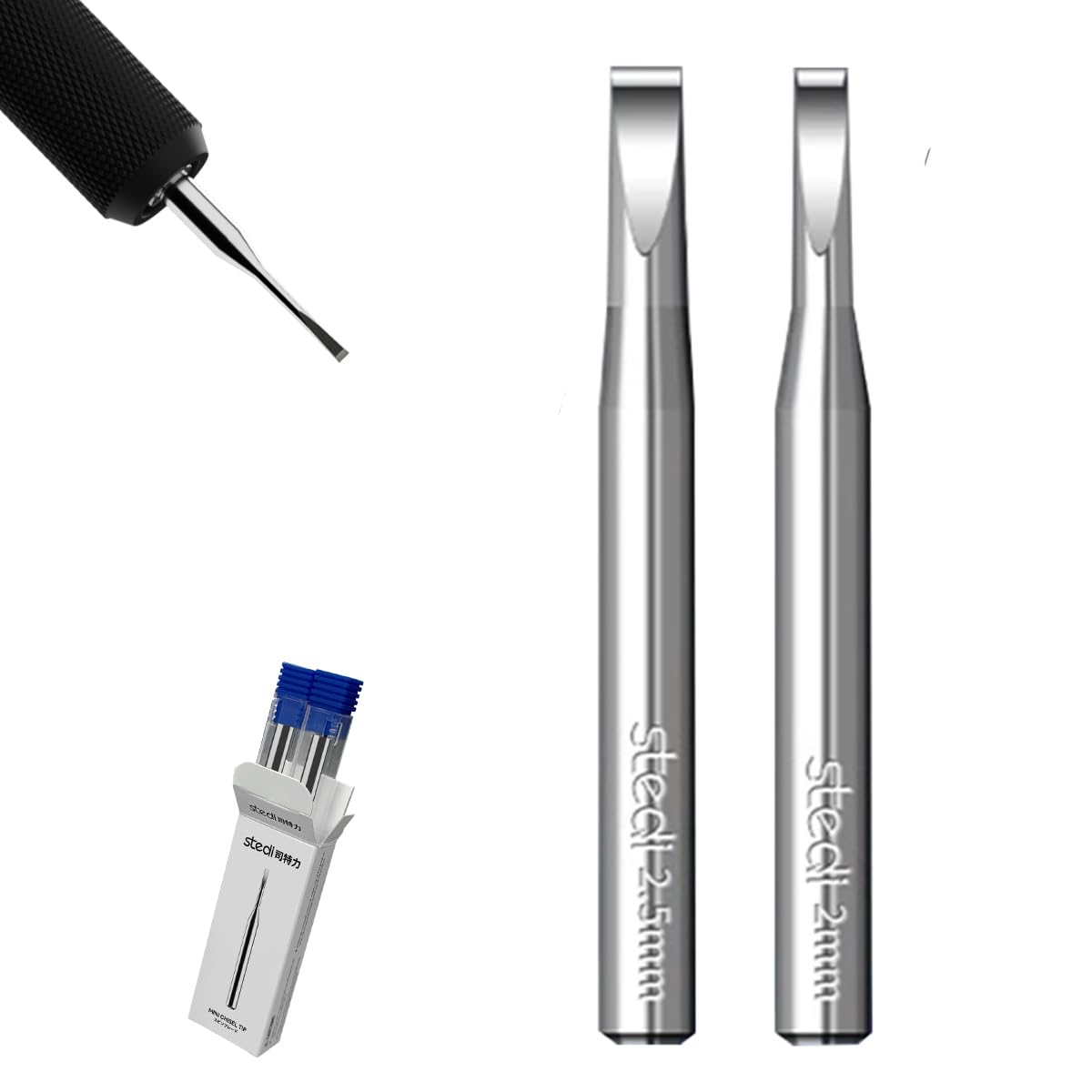 stedi Model Scriber Blades 2PCS,Tungsten steel Blades,1mm + 1.5mm Size,for Modeling Hobby,RG Scale Model, Engraved,Panel line,Resin,Scriber Replacement Blades. (2mm+2.5mm)