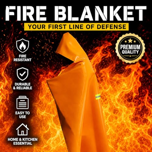 Image of Fireproof Blanket Fire Cloak | Hooded Fire Blanket | Emergency Fire Blankets For Full Body | Emergency Fire Escape Hooded Cape with Reflective Strips | Heat Resistant Up to 1100F | 65*61