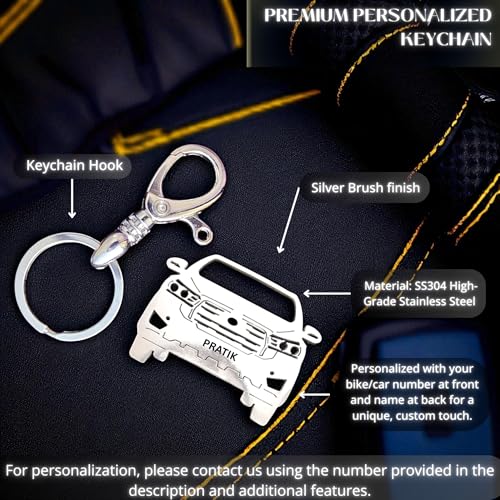Image of Premium Stainless Steel Car Keychain | Personalized Custom Name Keyring | Stylish Car Shape Metal Key Holder made for Toyota Fortuner, Legender, Innova Crysta, Hycross, urban cruiser hyryder