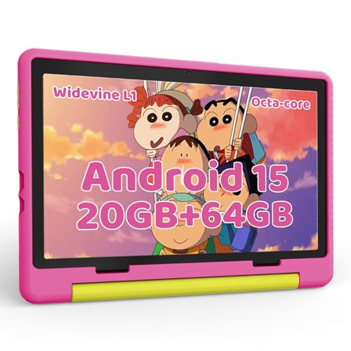 Whitedeer Kids Tablet 10 Inch Android 15 Tablet for Kids With 20GB+64GB+1TB Advanced Security Octa-Core Face ID 8MP Multi-Function Camera Parental Control 5G WiFi 6 BT 5.3 Pink