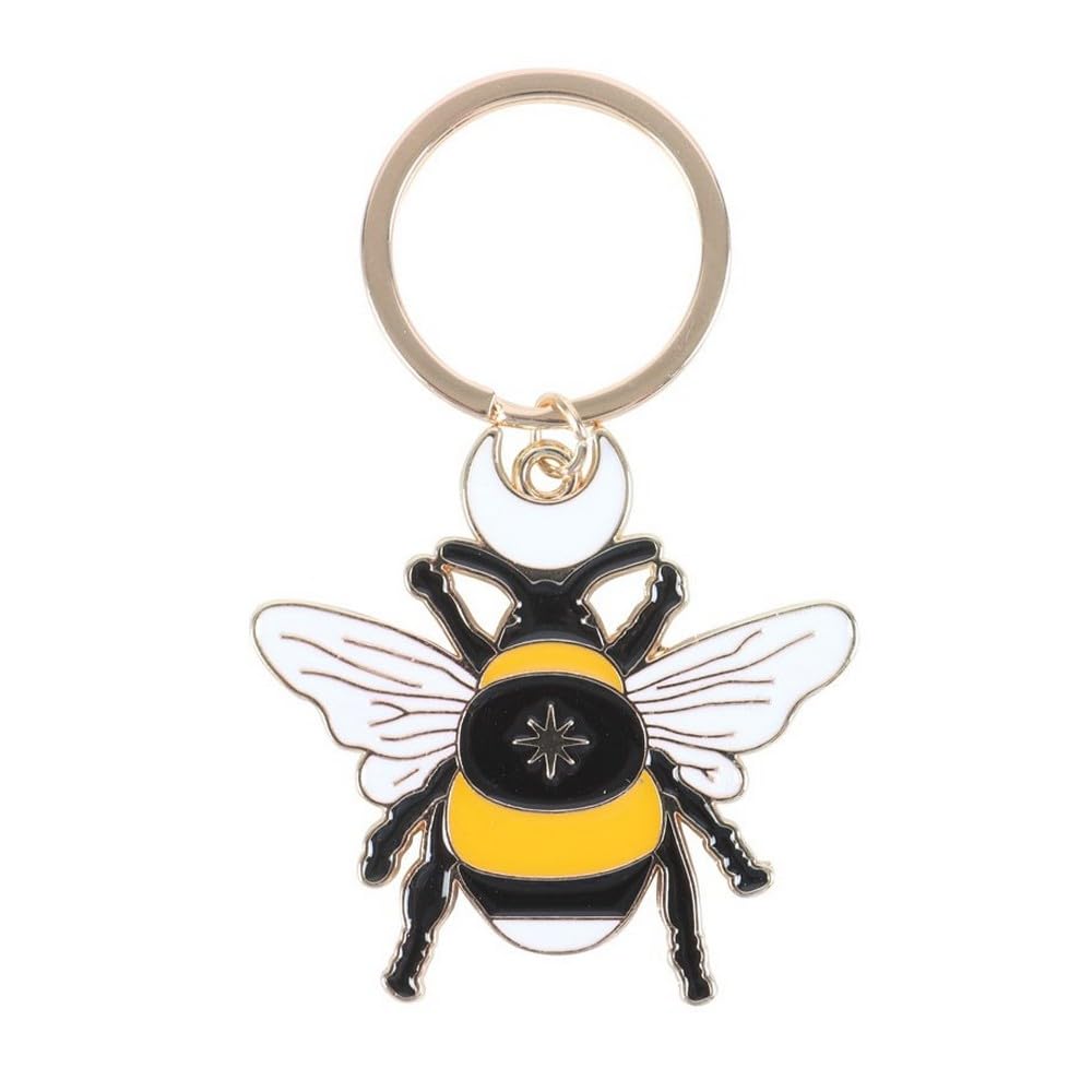 Dark Forest Bee Mystical Gold Tone Enamel Keyring, Enchanting Gothic Gift