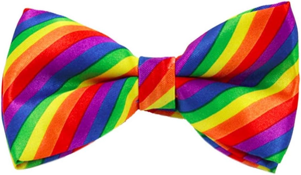 Rainbow Tie for Men Bow Tie Women Adjustable Bowtie Girl School Uniform Pre Tied Colorful Neck Tie Pride Day Accessory