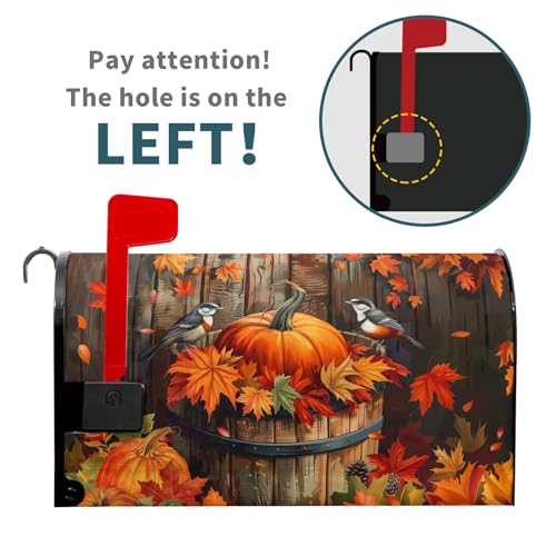 Image of Autumn Thanksgiving Pumpkin Magnetic Mailbox Covers Fall Maple Leaf Mail Box Cover Decoration Fall Autumn Large 25.5 inchx21 inch Mailbox Wrap Decor for Home Garden Yard Outside Decor