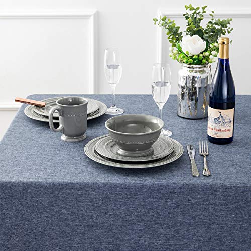 Jucfhy Rectangle Table Cloth,Linen Farmhouse Tablecloth Heavy Duty Fabric,Stain Proof,Water Resistant Washable Table Cloths,Decorative Oblong Table Cover For Kitchen,Holiday(60X84 Inch,Navy Blue) #TOP1