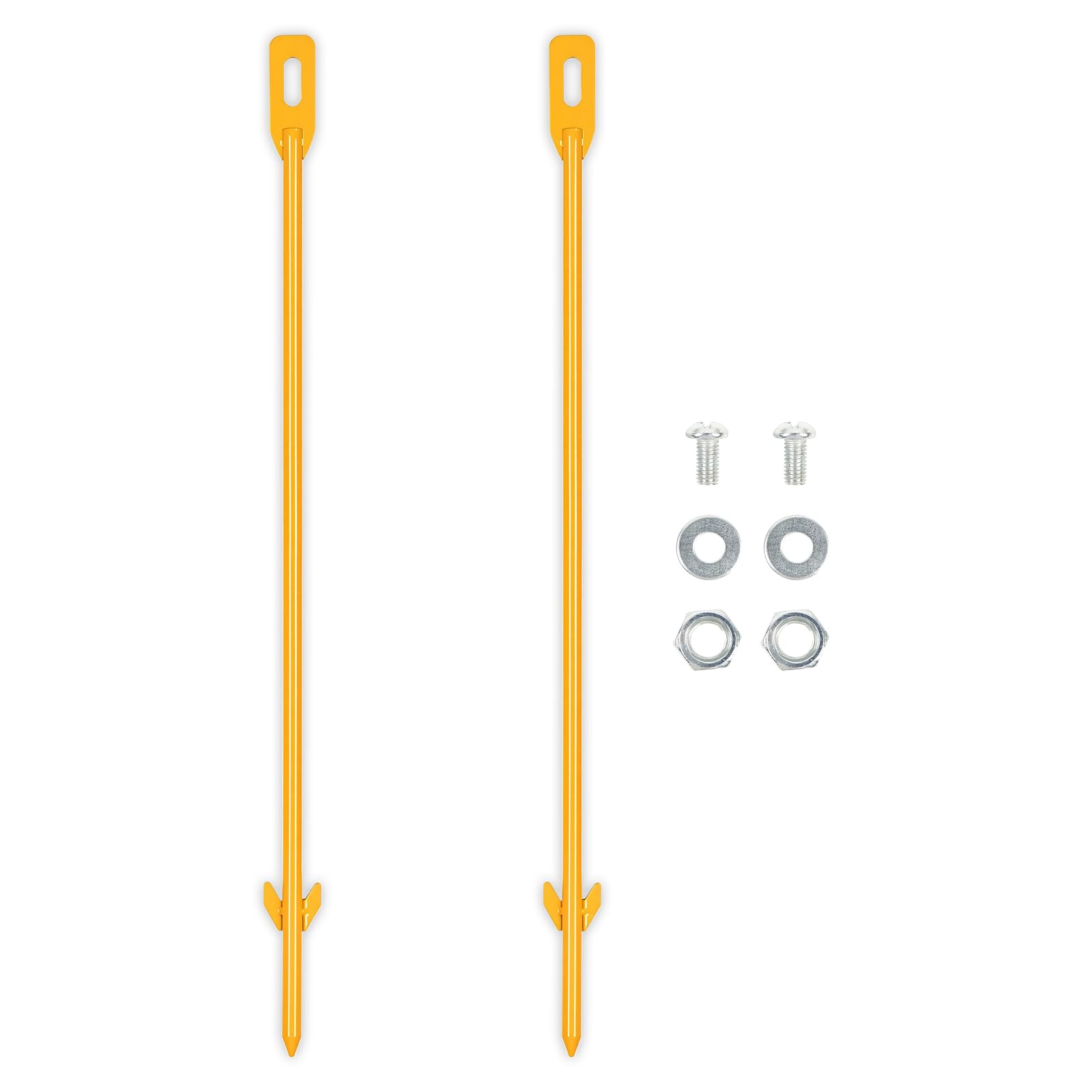 2-Pack piquets de signalisation en métal de 43 cm - Support de Panneau de Tente pour Montage de Panneaux de Jardin, Tente, Escalade et Fixation des Plantes (Jaune X2)