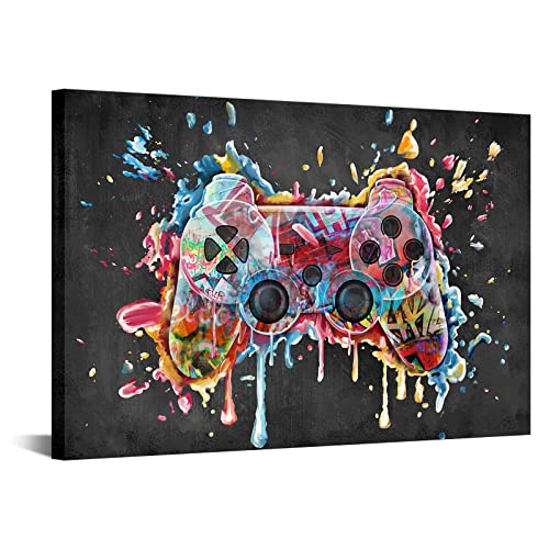 HOMEOART Decoración de sala de juegos, Gamepad, pintura de videojuegos, póster de videojuegos, decoración de pared, decoración de juegos, impresión enmarcada de 24 x 36 pulgadas Cover