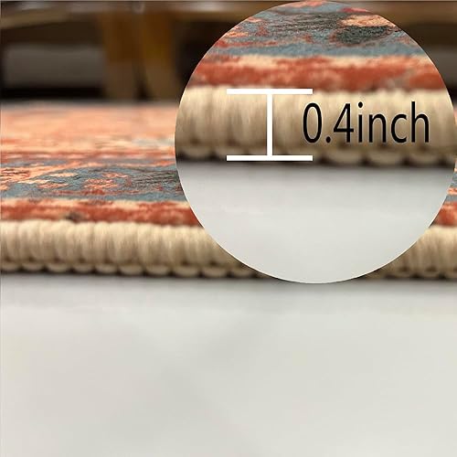Miniatura 5 de Alfombra bohemia para pasillo, sala de estar, entrada, dormitorio, cocina, cuarto de lavado, antideslizante, de pelo bajo, alfombra larga para