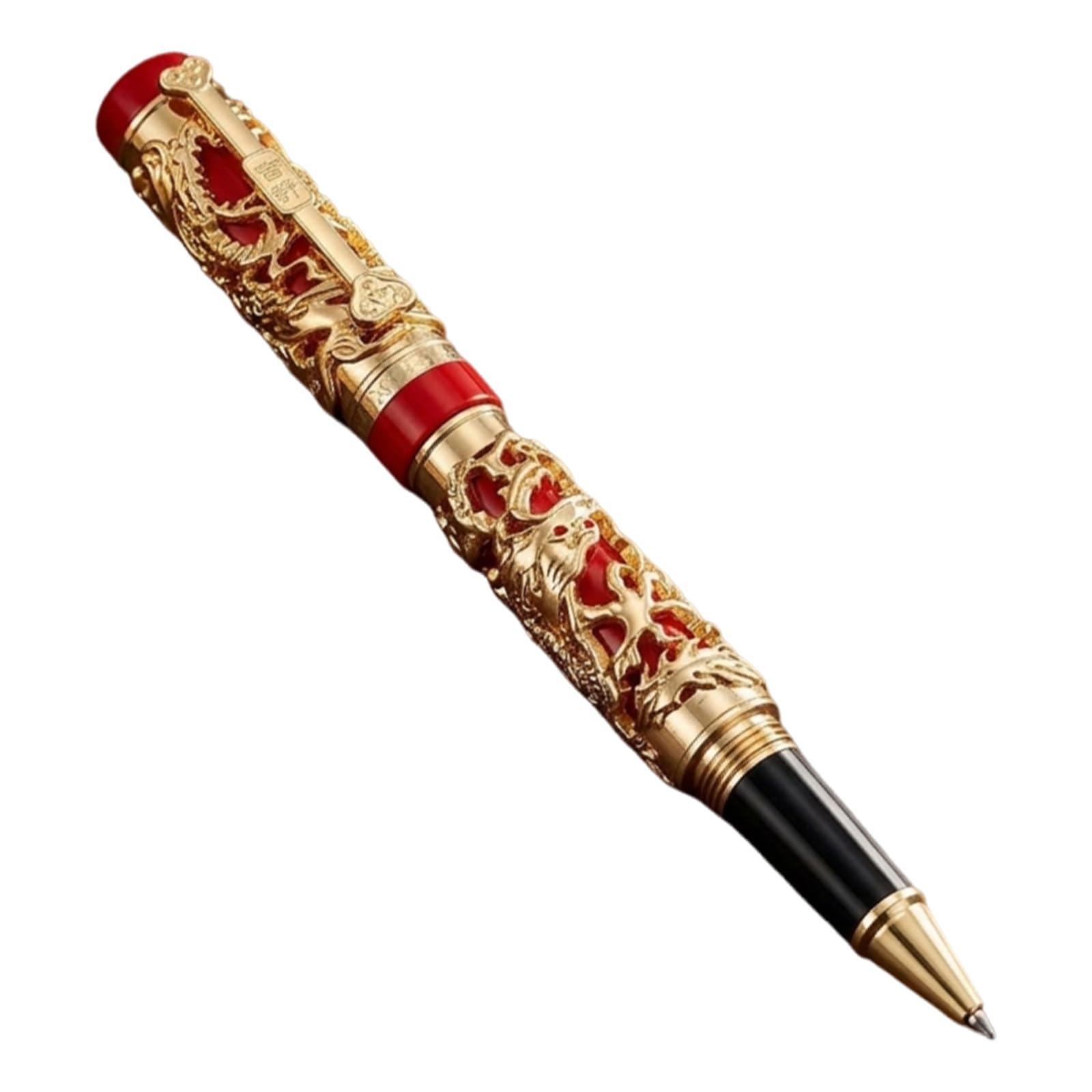 Bolígrafo Roller Metálico Dragón Dorado para Caligrafía y