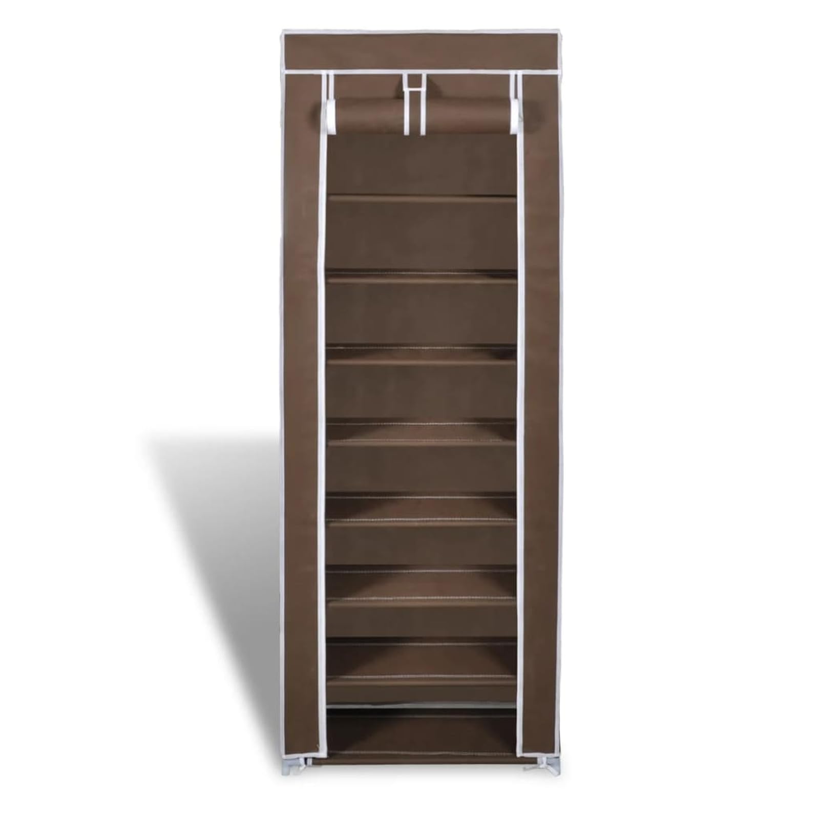 Zapatero de Tela con Cubierta marrón 57x29x162 cm Gabinete Organizador de Almacenamiento de Zapatos de Tela a Prueba de Polvo