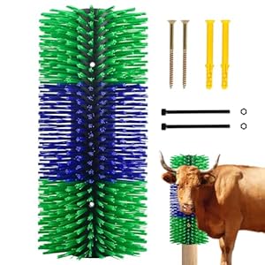 Livestock Scratch Brushes Horse Scratcher Cow Livestock Scratching Brush Full Brush Massage Grooming Brush Kit for Cow, Cattle, Goat, Sheep, Horse, Pig (Green, 1Pcs)