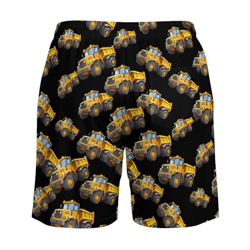Construction Truck Mens Swim Trunks Swimming Board Shorts with Compression Liner Summer Beach Bottom4