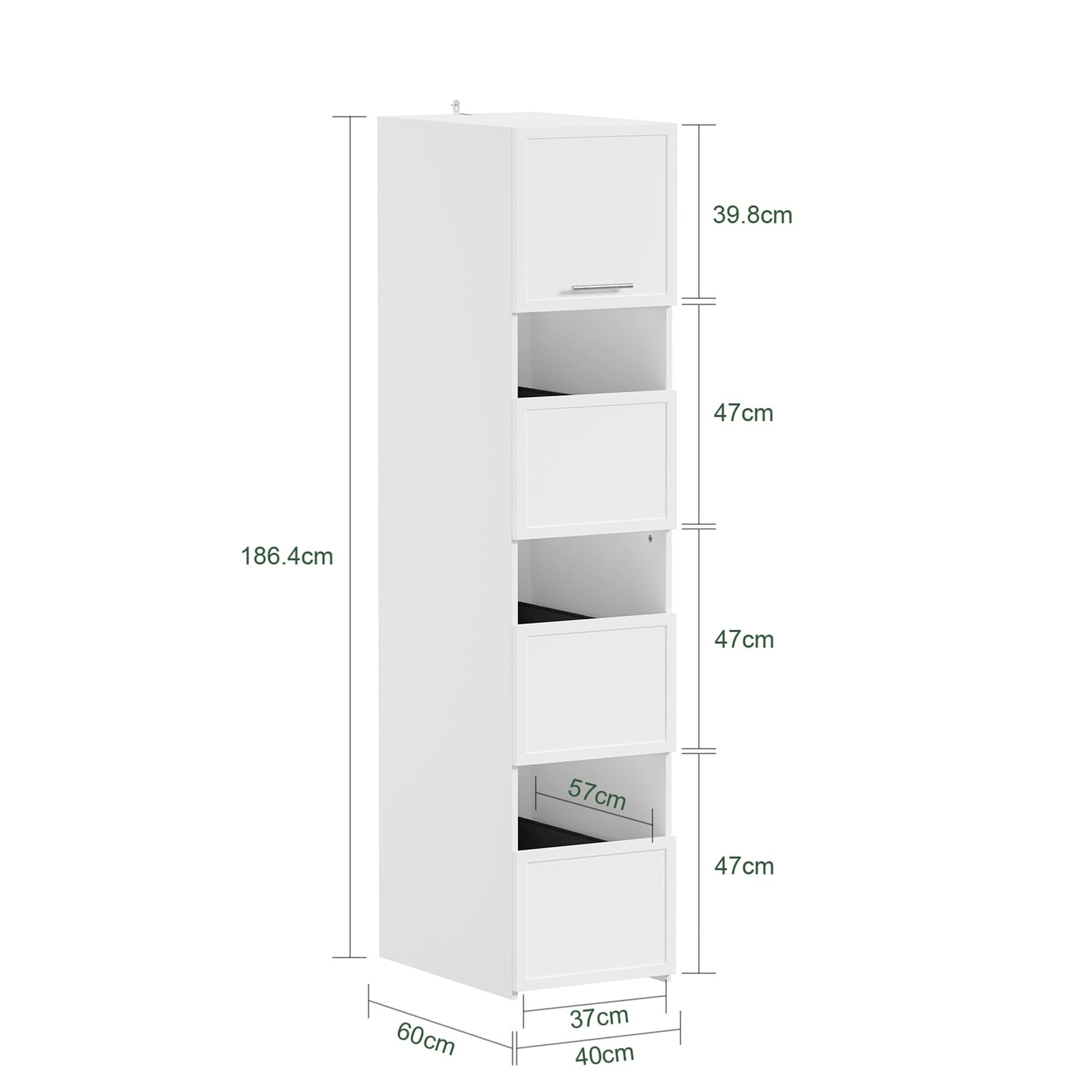 SoBuy Badezimmerschrank mit 3 Wäschekorb Hochschrank 60x40x186 cm