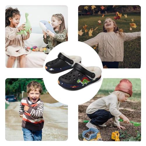 Image of Toddler Lined Clog Slippers Winter Garden Sandals Kids House Shoes Warm Slip On Sneakers Cartoon Slides for Boys and Girls Children Indoor Outdoor