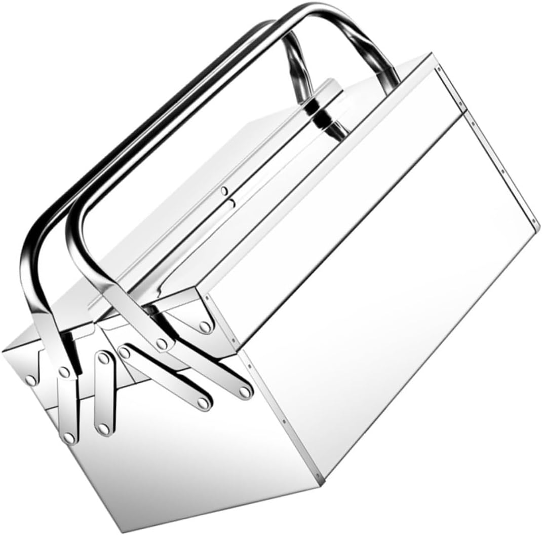 Stainless Steel Double Layer Tool Box Foldable Household Organizer