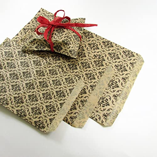 888 Display Usa, Inc 200 Pcs Damask Paper Gift Bags Shopping Sales Tote Bags Brown With Black Damask Design (5" X 7") … #TOP2