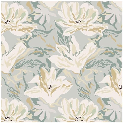 Theper Floral Peel and Stick Wallpaper Boho 17.3'×78.8' Flower Wallpapers Removable Self Adhesive Wallpaper for Bedroom Vintage Wall Paper for Bathroom Home Floral Contact Paper Vinyl