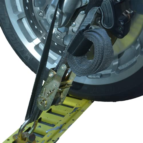 Tiras de amarração para motocicleta (pacote com 2) - Resistência à ruptura da teia de 10 k lb 5 cm x