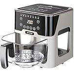Billord Air Fryer Glass - 5.2L Digital Airfryer Oven with Detachable Glass Pot, Multifunctional Oiless Cooker with LED Touch Screen, Adjustable Temperature 80-200℃, Healthy Less Fat & Easy to Clean