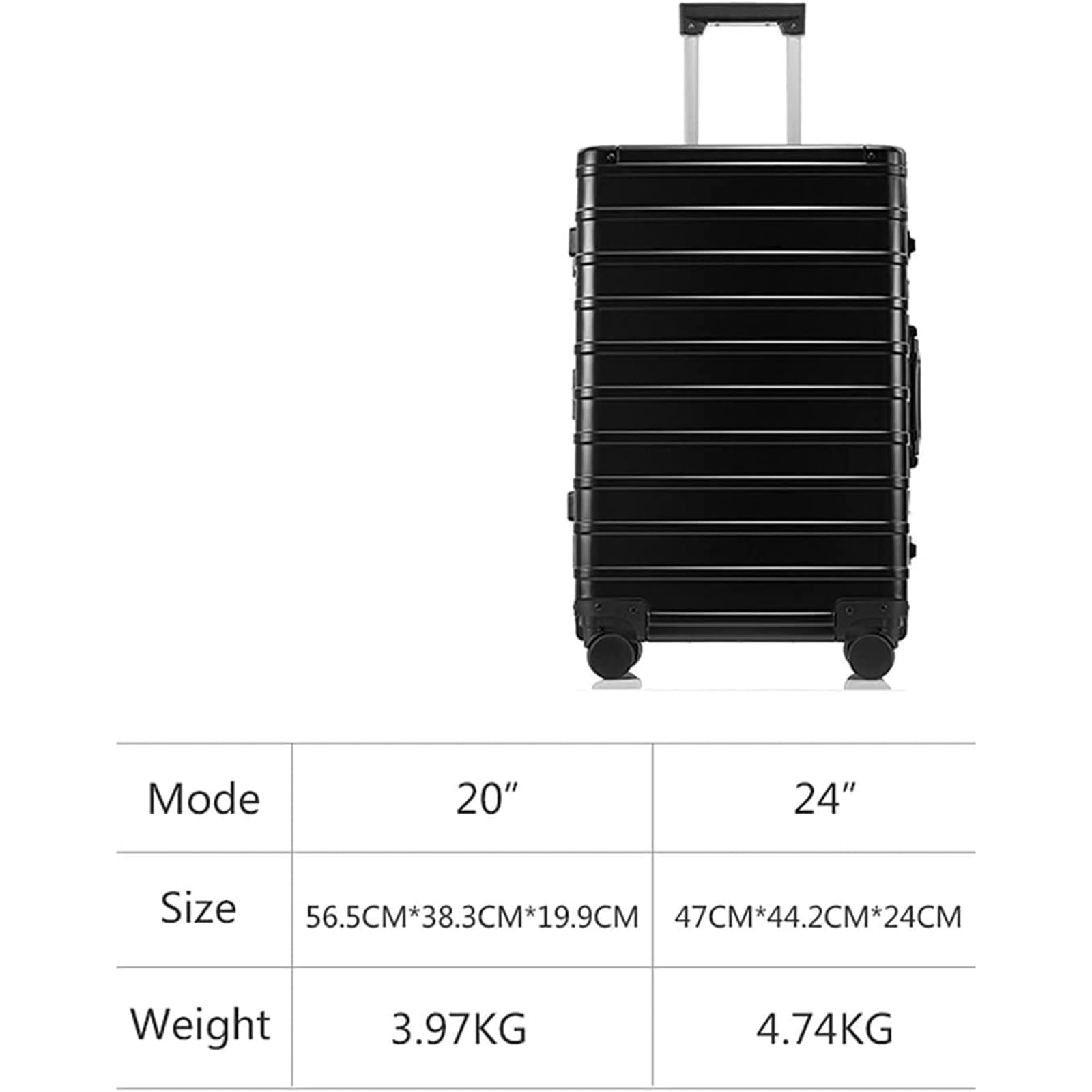 Maleta Maleta Comercial, Equipaje de aleación de Aluminio y magnesio, Resistente a los arañazos, Maletas con Palanca Ajustable de Gran Capacidad Bolsas de Viaje
