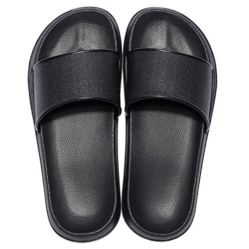MAYI Mujer Zapatos de Playa y Piscina Chanclas de Baño Zapatillas de Estar por Casa de Mujer Verano Antideslizante Zapatillas para Ducha, Negro,38/39 EU