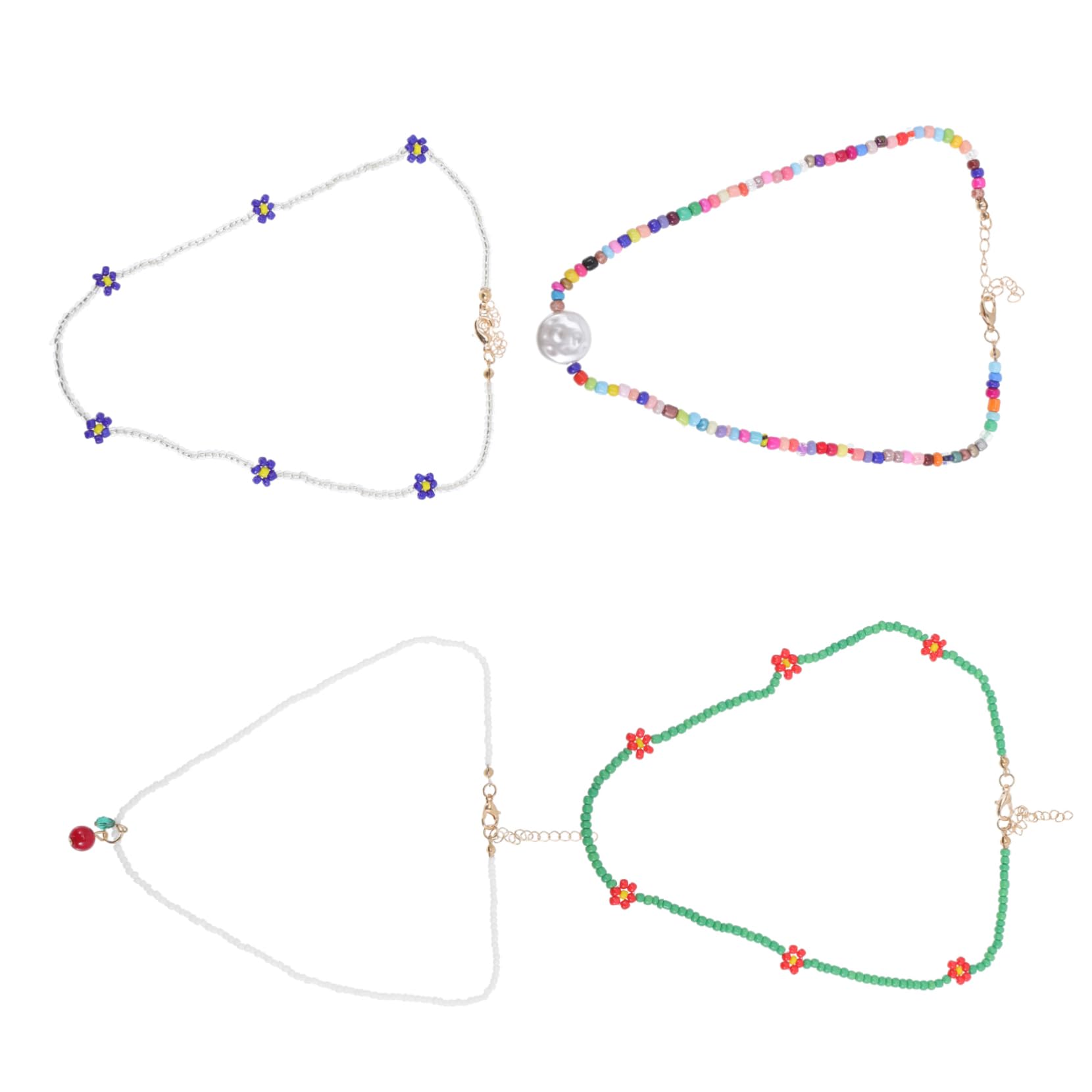 DEARMAMY 4 Piezas collar de cuentas de colores collares de playa para mujer collar para chicas adolescentes collar mujer necklace for women collar de verano gargantilla de cuentas