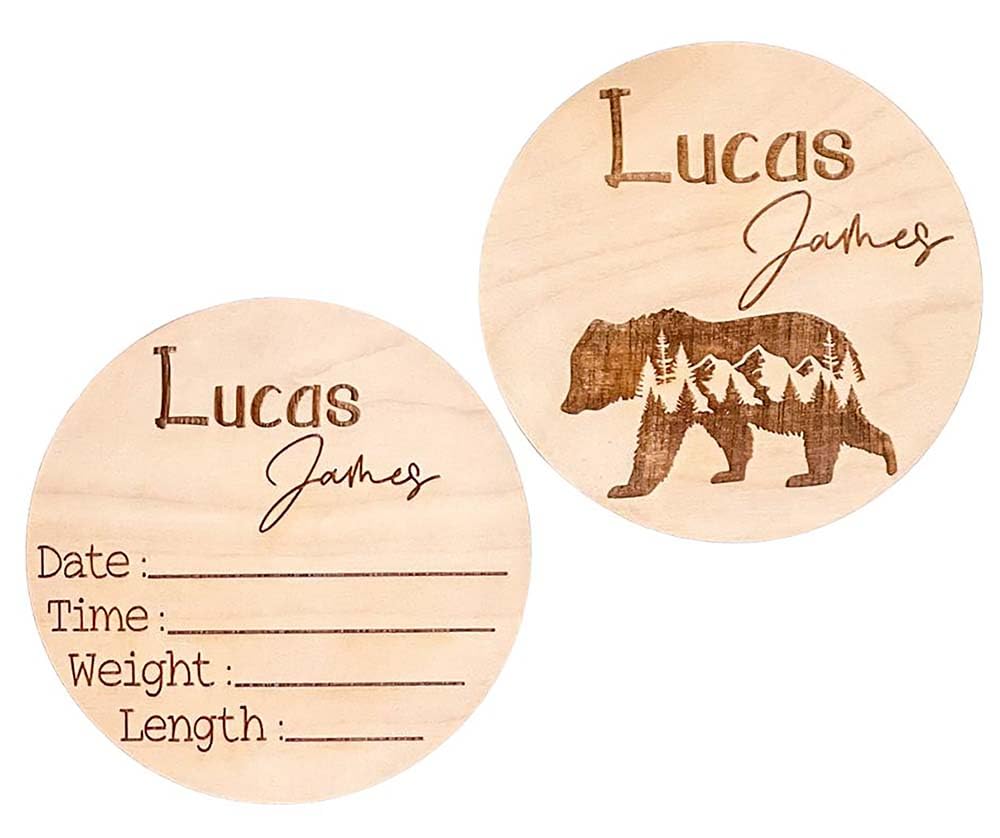 Personalized Newborn Name Announcement Sign for Hospital - Single/Double Sided - Wood Birth Announcement Sign - Name Baby Announcement Sign Customized Gender Neutral (Double Sided)