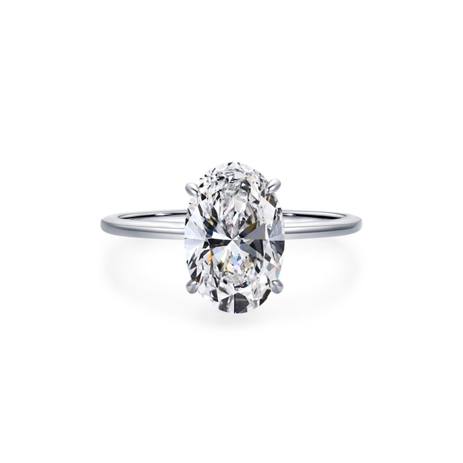Au 375/585/750 Bague de fiançailles classique en or blanc 4 griffes avec moissanite en or véritable 9 K/14 K/18 K Taille 47-65