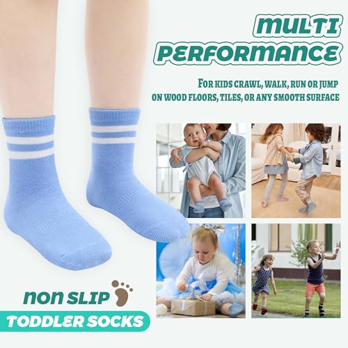 Image of HYCLES Toddler Girl Socks, 12 Pairs Non Slip Ankle Toddler Socks for 1-7 Years Baby Girls Kids