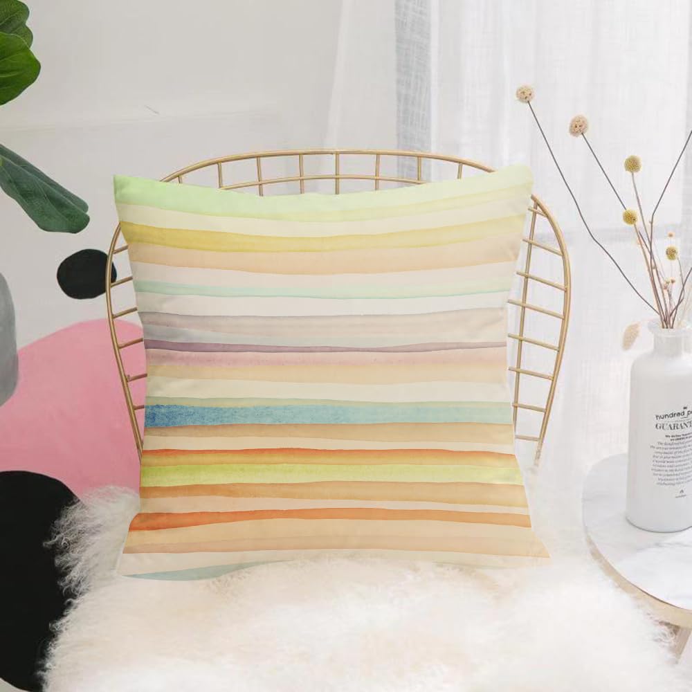 HYOSXW Cushion Cover,Throw Pillow Case Home Decorative for Living Room Bedroom Sofa Chair 16X16 Inch,horizontal watercolors stripes Acrylic Artistic elements Liquid,Pillowcase 40X40cm
