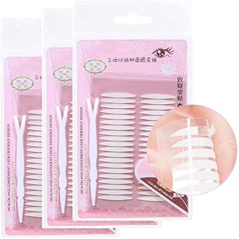 3 Packs Ultra Invisible Two-Sided Sticky Double Eyelid Tapes Stickers, Medical-use Adhesive Fiber, Instant Eyelid Lift Without Surgery Perfect for Heavy Saggy, Hooded, Droopy, Uneven, Mono-eyelids Cover