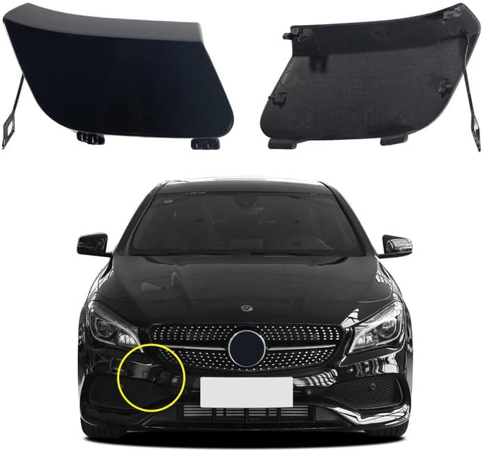 Car Front Bumper Tow Hook Cover Compatible with Mercedes-Benz CLA Coupe W117 Facelift AMG Line for CLA180 CLA200 2016-2020 with AMG Line Package Edition Trailer Cover Cap 1178856900 Towing Eye Cap