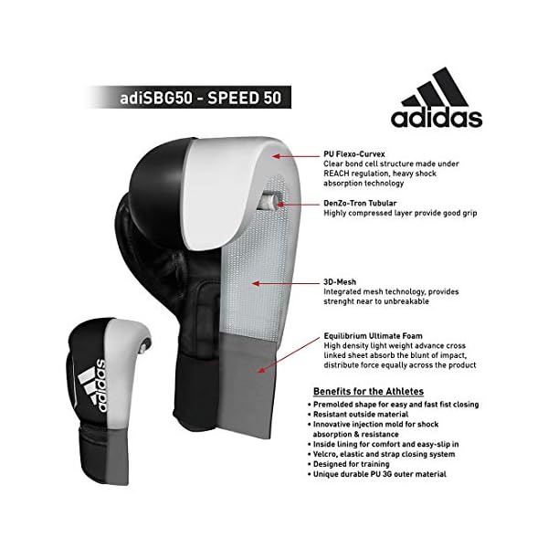 adidas-Boxing-Gloves-Speed-50-Boxing-Kickboxing-Boxing-Gloves-WomenBoxing-Gloves-for-Men-Boxing-Equipment adidas Boxing Gloves - Speed 50 - Gloves for Boxing & Kickboxing - Boxing Gloves Women -Boxing Gloves for Men - Boxing Equipment - Sparring Gloves (Black/RED, 14 oz)