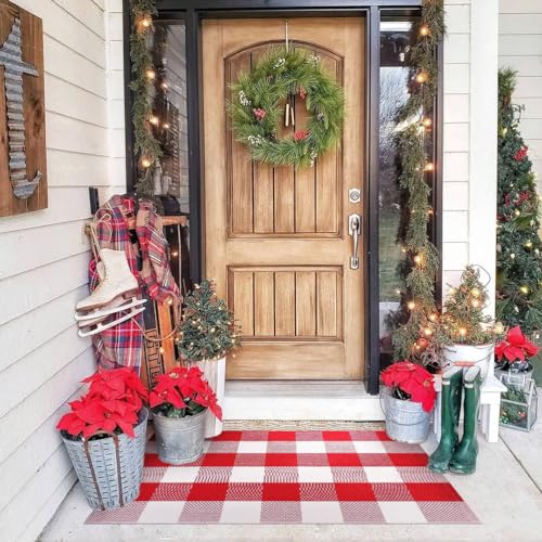 Tapete Navideño Exterior 61 x 130 cm Rojo y Blanco miniatura 3