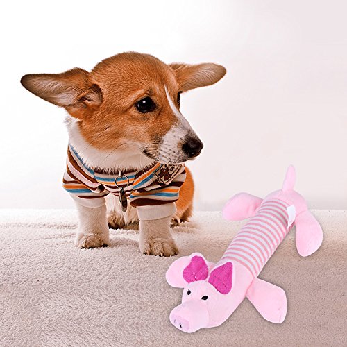 Animal Shape Pet Plush Sound Toy, Pet Dog Cat Chewing Squeaky Sound Toy Cartoon Design Interactive Toy(Pig) - Image 3