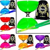  Cyclone Quartz II Pro Diabolo Conjunto (6 Colores) Triple Pelota cojinete Embrague Diabolos + Fibra Palillos de Colores, Diabolo Cuerda & Bolso! (Verde + Negro Palos)