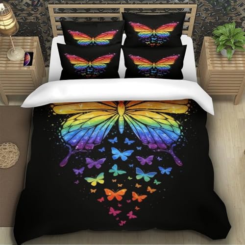 Parure de Lit Papillon Arc-en-Ciel 3D pour Créer un Cocon Douillet dans une Chambre d'Ado - 5