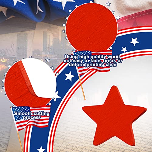 Bucherry 45 Pcs 4Th Of July Wooden Stars Patriotic Ornaments For Crafts Mini Independence Day Vase Filler Cutouts Decorations Red Navy Blue White Stars Bowl Fillers For Tiered Tray Home Decor #TOP3