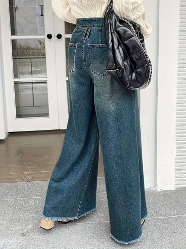 Plus Size 5XL Women's Denim Wide-Leg Trousers Flared Jeans mom Jeans Stretchy Fashion Jeans with raw hems4