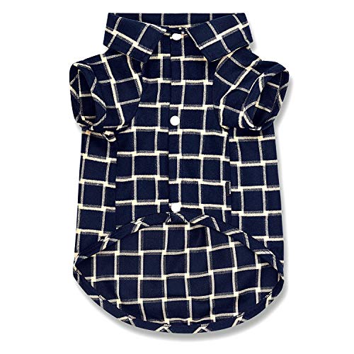 Koneseve Dog Shirt, Pet Plaid Shirts Polo Clothes T-Shirt, Sweater Bottoming Shirt Soft for Small Dogs Cats Puppy Grid Apparel Adorable Pajamas Costumes fit for Christmas { Blue #2; M/Medium }