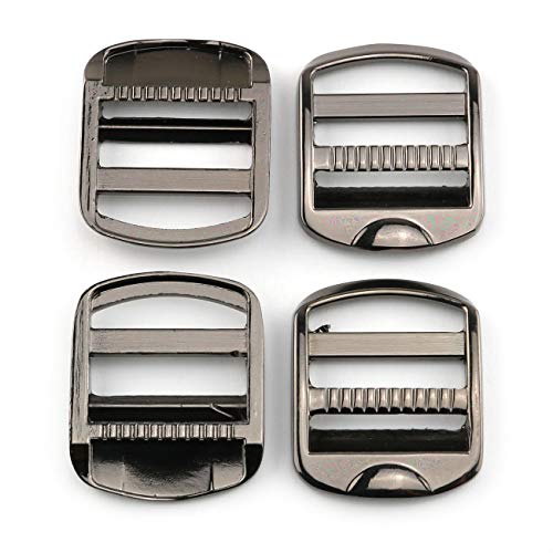 E-outstanding Tension Lock 4PCS 25mm/1Inch Black Adjustable Zinc Alloy Buckles Ladder Lock Slider for Backpack Strap Accessories