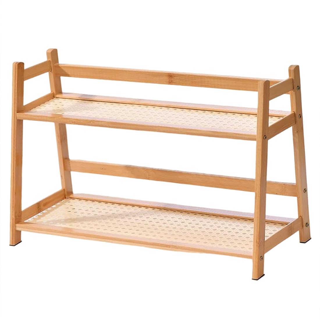 Jnchdghwa Countertop Mug Holder 2Tier Wicker-Look Matcha Station Coffee Station Organizer for Kitchen Counter Shelf for Tea& Coffee Bar