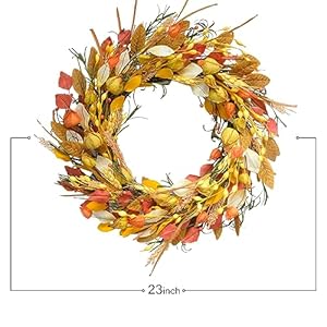 24inchfallwreathwithberrieswheatearsandharvestwheatforhomewalldecor Urban Country Home Decor 24 inch fall wreath with berries wheat ears and harvest wheat for home wall decor urban country home decor