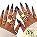 FAXHION 12PCS Gold Stackable Rings Set for Women, 18K Gold Plated Open Stacking Knuckle Ring, Adjustable Chunky Signet Band Statement Ring for Gift