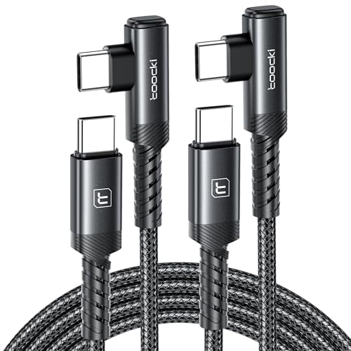 toocki Cable USB C 60W [2 PCS] [1M+1M] 90 Grados USB C a USB C PD 3.0 Nylon Cable de Carga Rápida Tipo C para iPhone 17/iPhone 16 Pro Max Samsung Galaxy S24 S23 S22 Note 20 MacBook Pixel, Negro