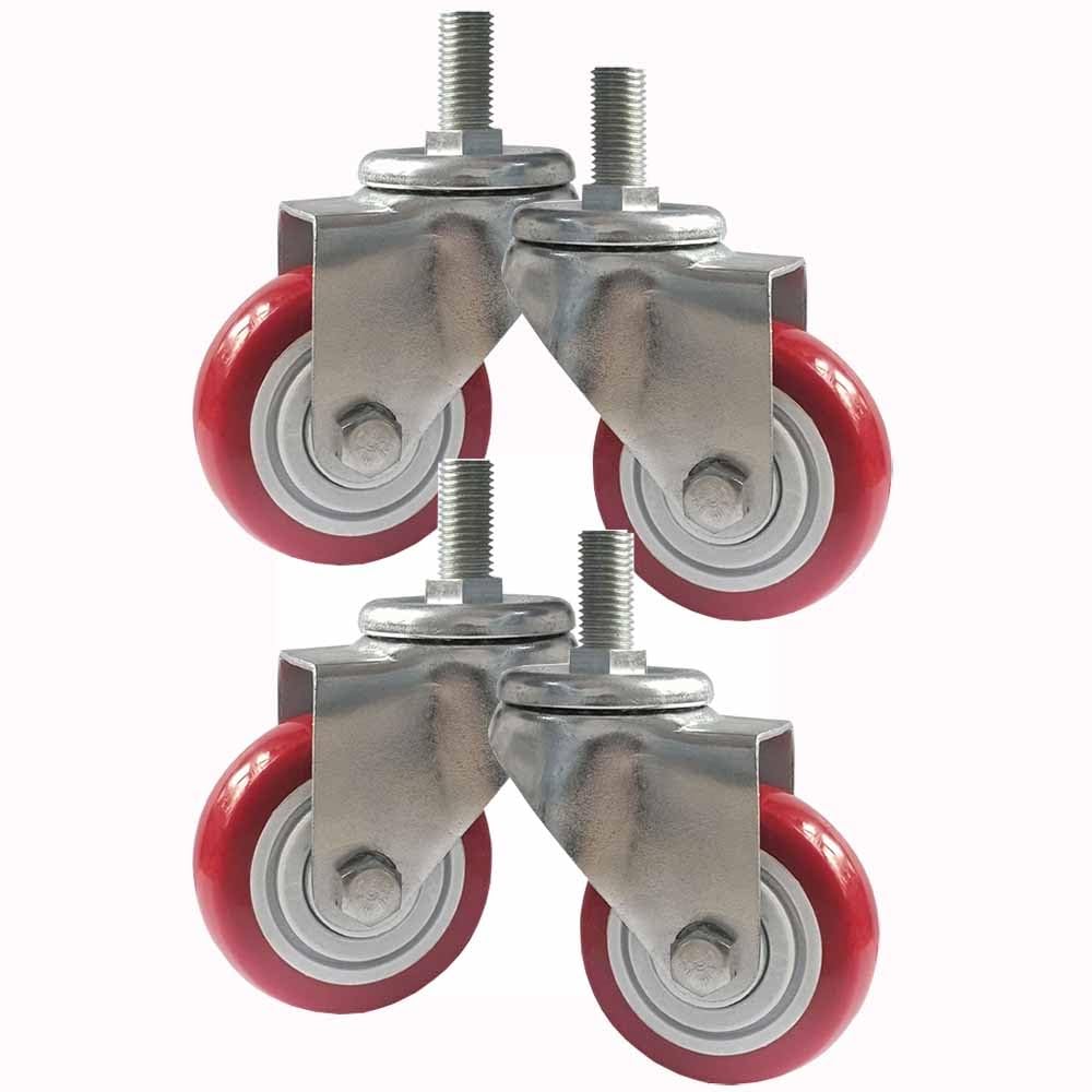 75/100/125mm Roulettes Robuste avec M20*100mm Tige Filetée, Roulettes Pivotantes de Industriel avec Frein, PU Roulettes Silencieux de Rechange, Lot de 4 (Color : 3"/75mm, Size : Swivel)