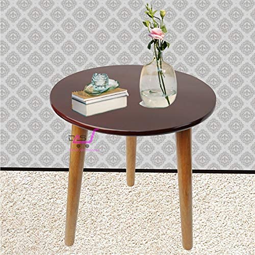 Image of Shoppee Fold-able Oval Shaped Side Table /Tea Coffee Breakfast Table (Brown Round)