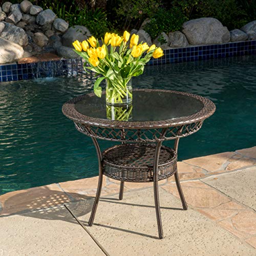 Christopher Knight Home Figi Pe 34" Glass Table, Multibrown #TOP1