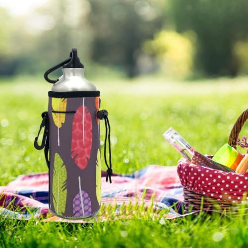 Image of Wanty Neoprene 20 Oz Insulated Water Drink Bottle Cooler Carrier Cover Sleeve Tote Bag Pouch Holder Strap for Climbing Cycling and Running Outdoor Activities