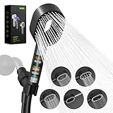 Hibbent Filtered Showerhead with handheld, High Pressure 5 Sprays Handheld Shower Head with Brass Holder & 71" Metal Hose, Water Softener for Hard Water-Remove Chlorine, Reduces Dry Itchy Skin, Black