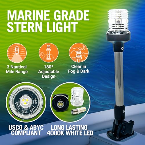Image of Boat Anchor Light, 12 inch LED Stern Light, USCG Tested Fold-Down Waterproof